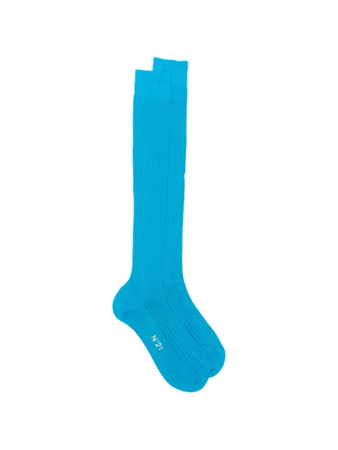 Nº21 ribbed-knit logo-print socks Blue 26IN2M1631169766651