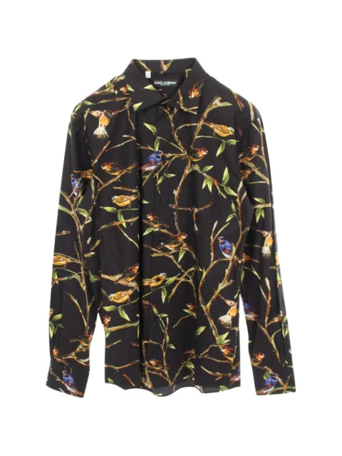 Dolce & Gabbana Pre-Owned 2020s bird-print shirt Black 1065679