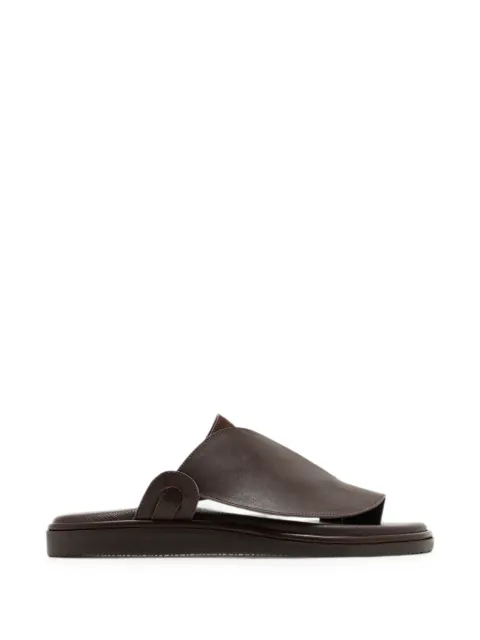 Forsa woven-panel leather sandals Brown FAISAL