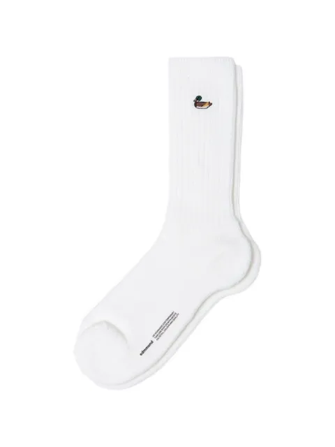 Dean Edmonds duck-embroidered ribbed socks White 3269401010PLAINOFFWHITE