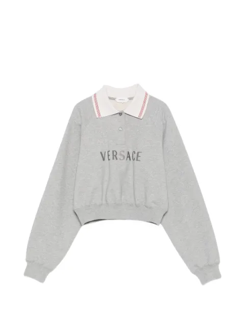Versace logo-embroidered cropped sweatshirt Grey 10260001A18714