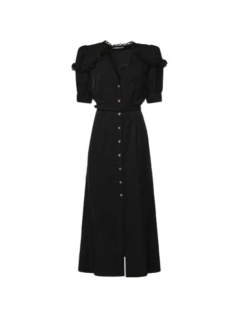 Alessandra Rich ruffled silk-jacquard midi dress Black FABX4413F4835