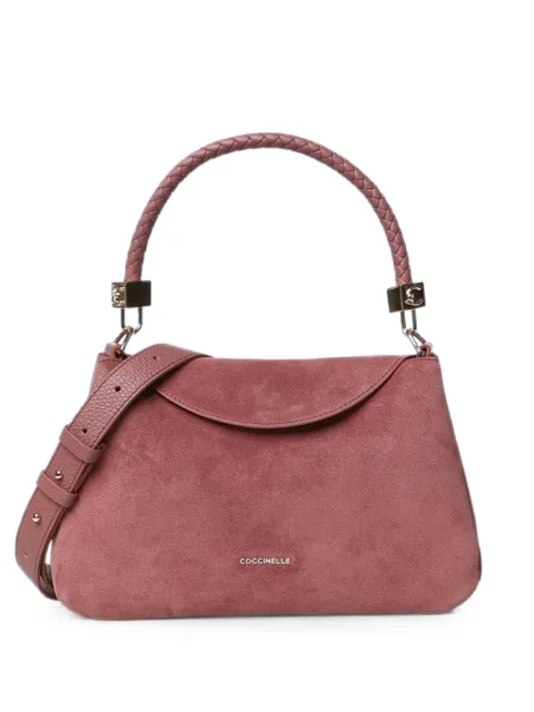 Coccinelle Tiggy suede braided-handle tote bag Pink E1VCL180201