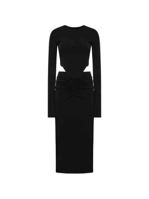 THE ANDAMANE Heloise cut-out ruched midi dress Black T200165ATJP199