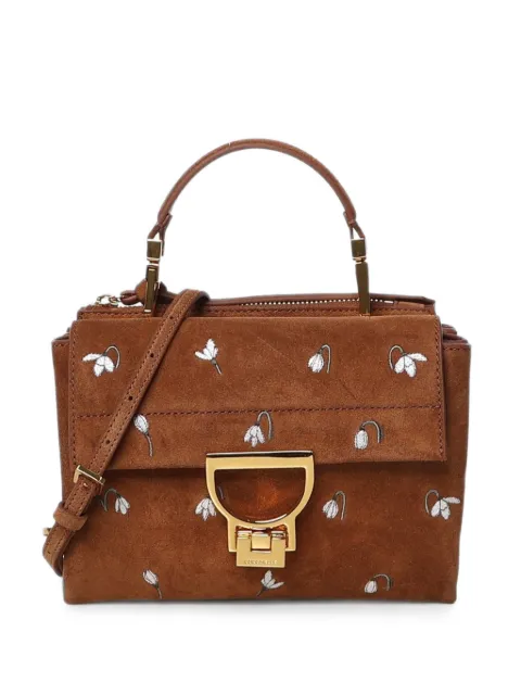 Coccinelle floral-embroidered suede tote bag Brown E1V3H55B701