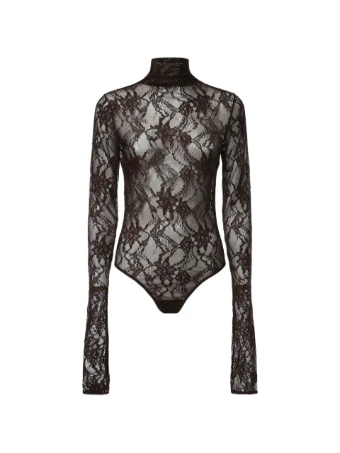 THE ANDAMANE lace long-sleeve bodysuit Brown T200763ATNP152