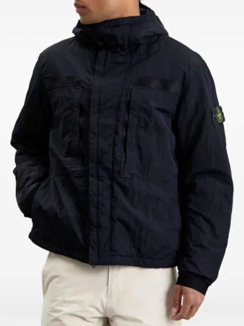 Stone Island hooded logo-patch jacket Blue L2S15Q100007S0405
