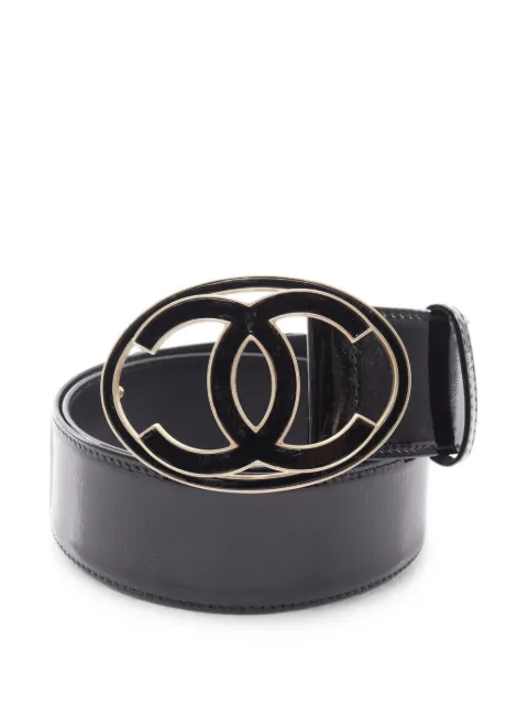 CHANEL Pre-Owned 2010s Coco Mark patent calf leather belt Black 1085097