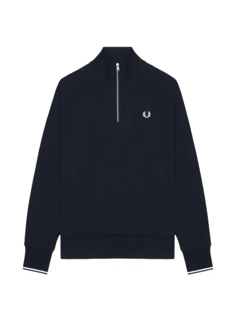 Fred Perry logo-embroidered quarter-zip sweatshirt Black FPXSWCM3574MRNYX00M