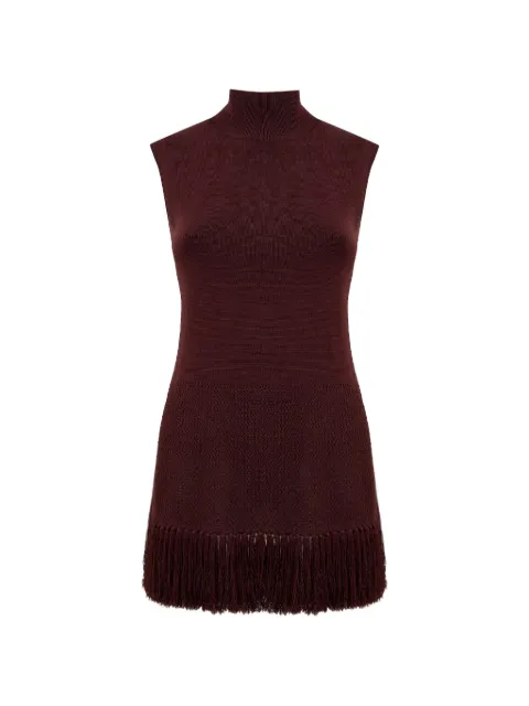 CLEA Tiama fringe-hem sleeveless knit top Brown 1723A