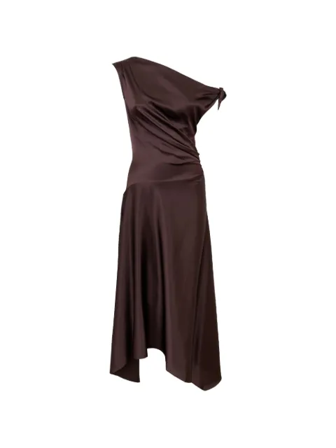 STAUD asymmetric draped dress Brown R26P2127SN