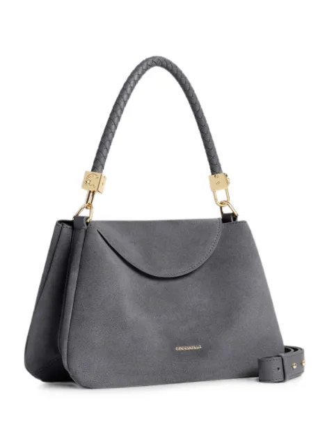 Coccinelle small Tiggy braided-handle suede tote bag Grey E1VCL180201