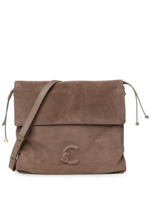 Coccinelle suede logo-patch shoulder bag Neutrals E1V9G130201