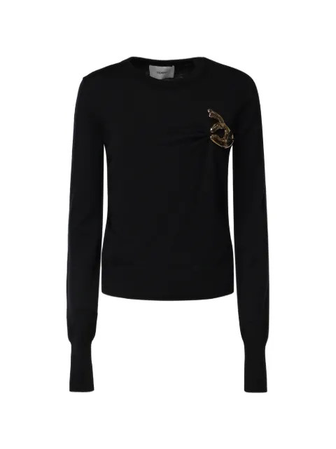 Coperni hand-brooch long-sleeve sweater Black COPML76Y3029BLKGLD