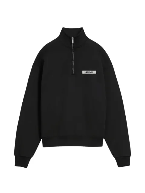 Jacquemus logo-patch quarter-zip sweater Black LCAMGRGRN