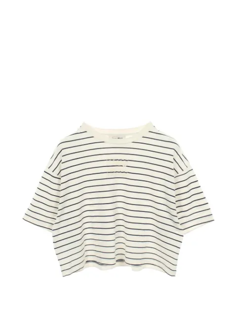 Miu Miu Pre-Owned 2010s logo-patch cropped T-shirt White 1088022
