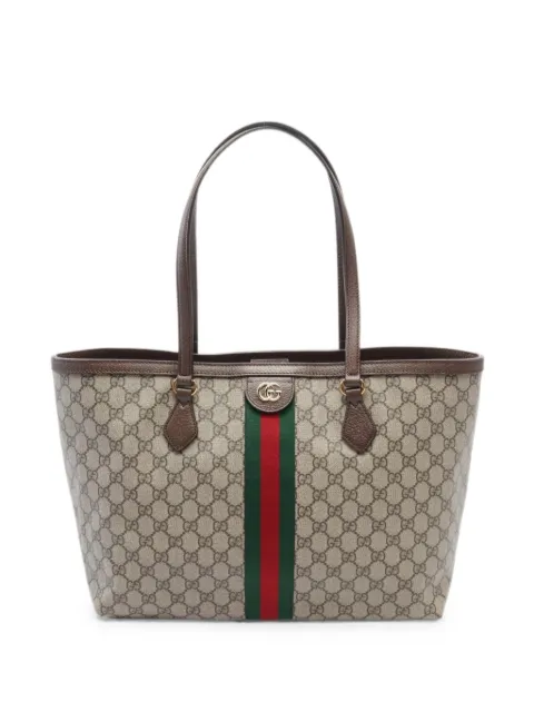 Gucci Pre-Owned 2020s medium GG canvas Web-stripe tote bag Neutrals 1089213