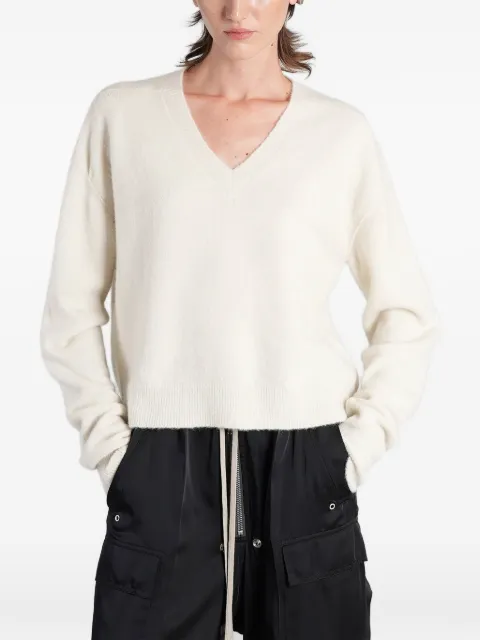 Rick Owens V-neck knitted sweater White RP02F5650KWP