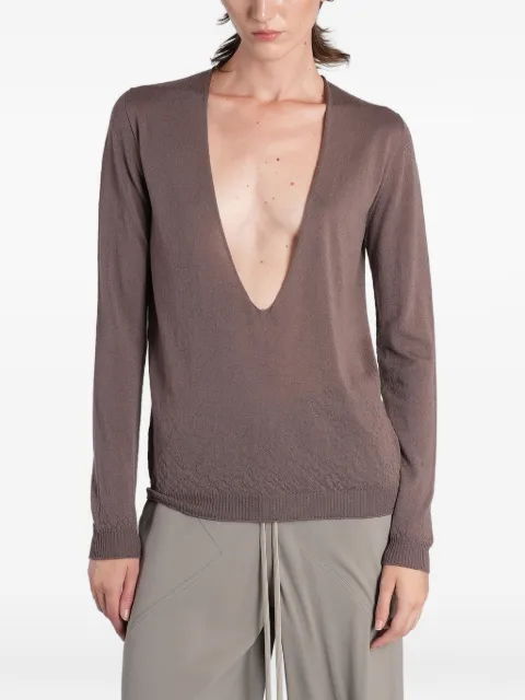 Rick Owens deep V-neck sweater Brown RP02F5668M