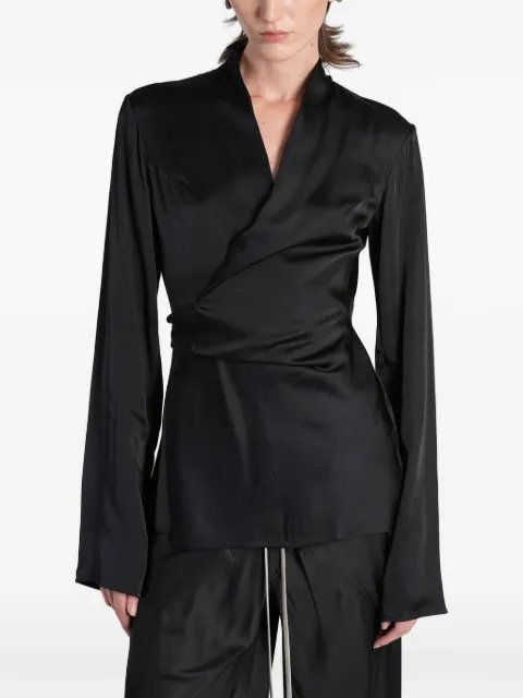 Rick Owens wrap-style long-sleeve blouse Black RP02F5230SCH
