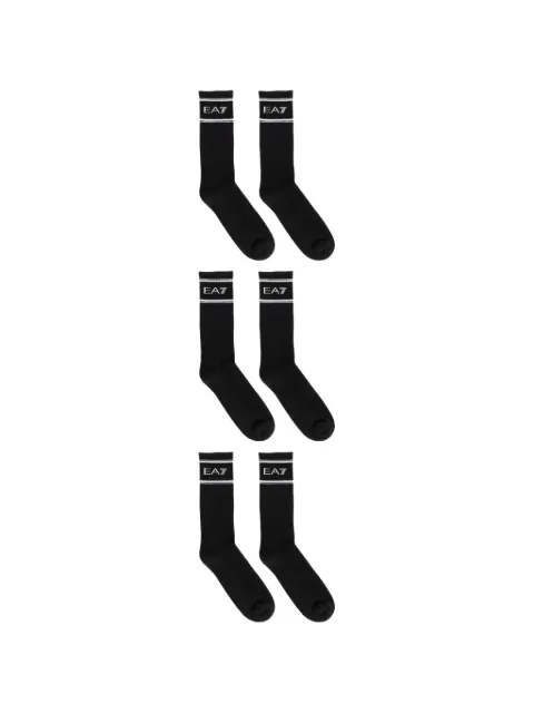 Ea7 Emporio Armani logo-knit socks (set of three) Black 7X000381AF18572