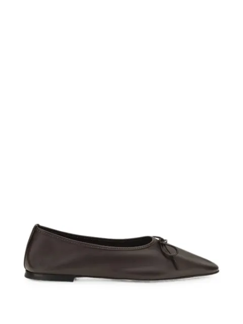 Dear Frances Gala bow-detail leather ballet flats Brown GAL17