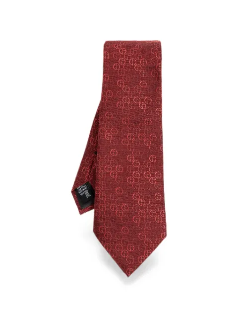 Giorgio Armani logo-jacquard pointed tie Red GM000800TE22438