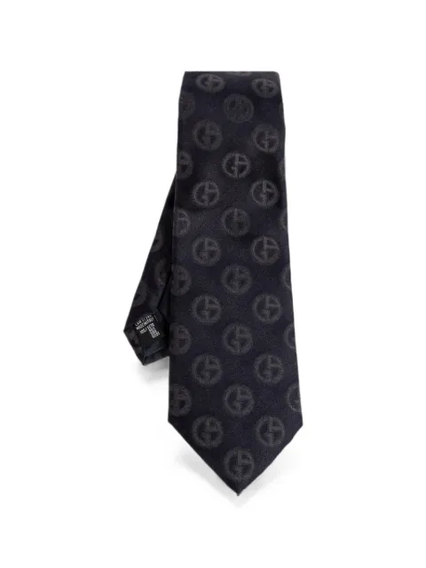 Giorgio Armani logo-jacquard silk tie Blue GM000800TE22458