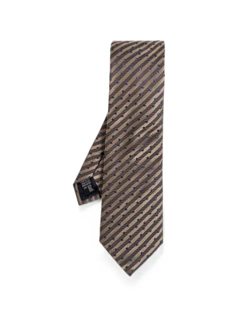 Giorgio Armani polka-dot striped tie Neutrals GM000800TE22434