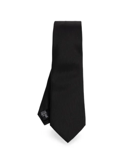 Giorgio Armani embroidered-logo tie Black GM000800TE22439