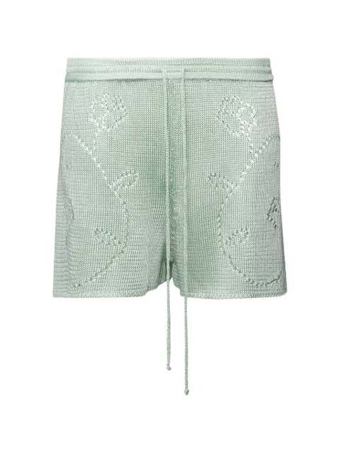 Calle Del Mar Ivy pointelle-knit shorts Green CDMPS023EUC