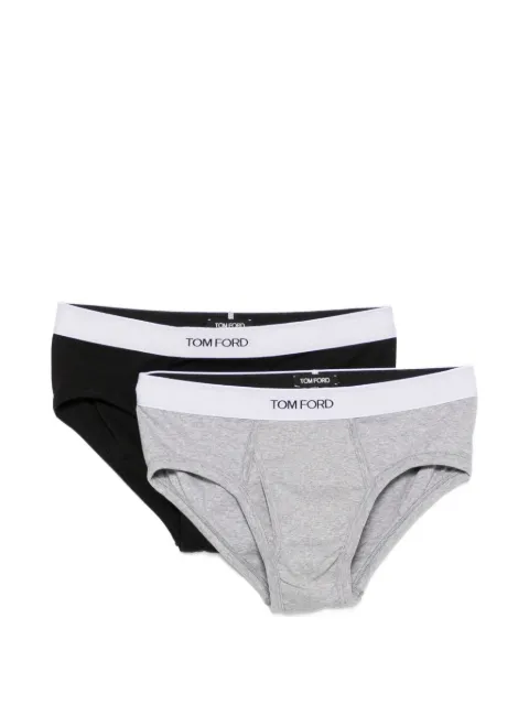 TOM FORD logo-waistband cotton briefs (set of two) Black T4XC12270