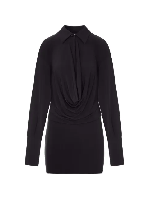 THE ANDAMANE Lilia draped-detail pointed-collar dress Black T200107ATJP199BLACK