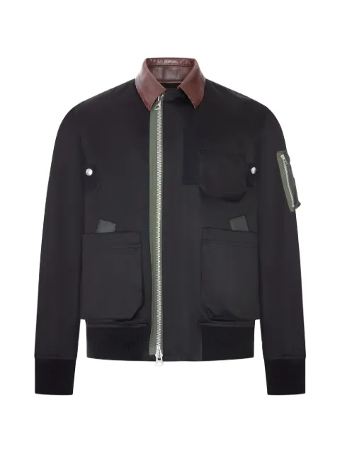 sacai leather-trimmed utility bomber jacket Black 2604031M