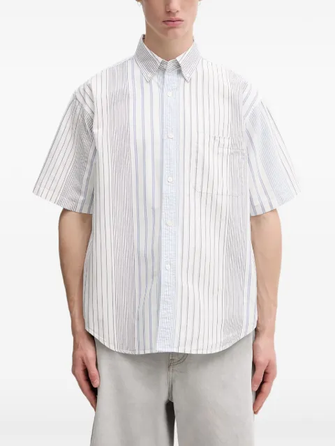 BEAMS Oxford striped-pattern button-down shirt White 11011674301