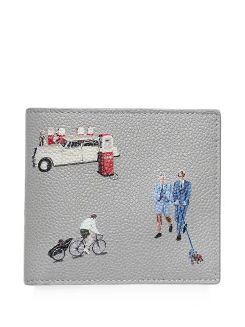 Thom Browne printed pebbled-leather wallet Grey MAW023AE1590