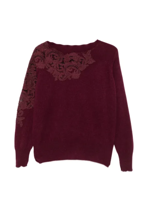 Ermanno Scervino lace-embellished boat-neck knit Purple D495M331APPYU