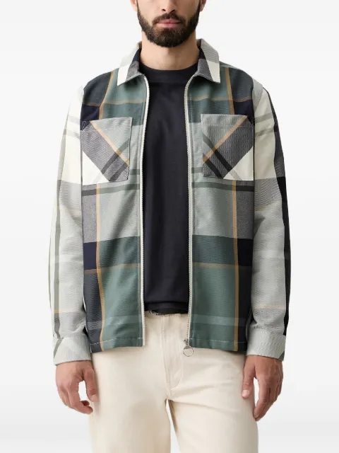 Barbour Etterick tartan-print zip-up overshirt Green MOS0305
