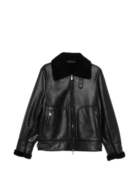 Salvatore Santoro shearling-collar leather jacket Black 51571U