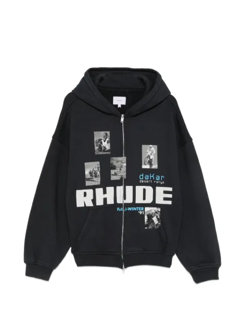 RHUDE logo-print zip-up hoodie Black RHPF26HO01512