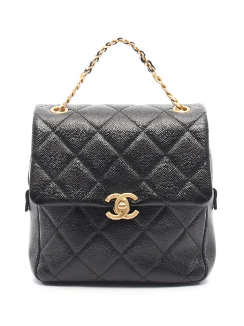 CHANEL Pre-Owned 2021-2026 CC Quilted Caviar Chain Melody backpack Black UY89PD4ZCR6IU5SK