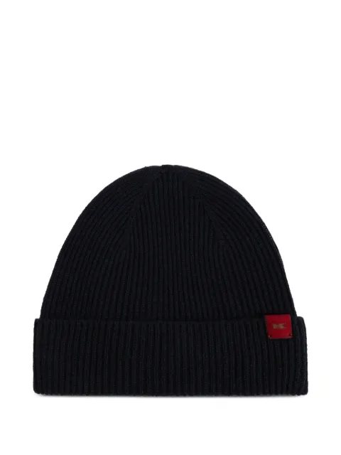 Kiton logo-patch ribbed-knit beanie hat Blue UCPL003K0239L02006
