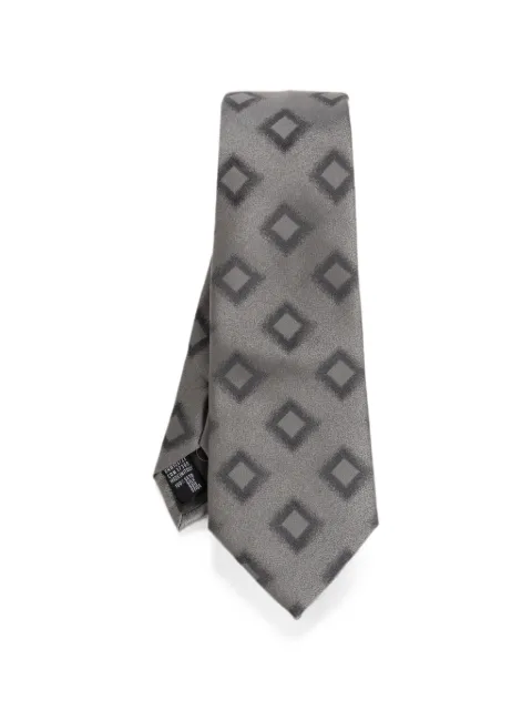 Giorgio Armani geometric-pattern silk tie Grey GM000800TE22459