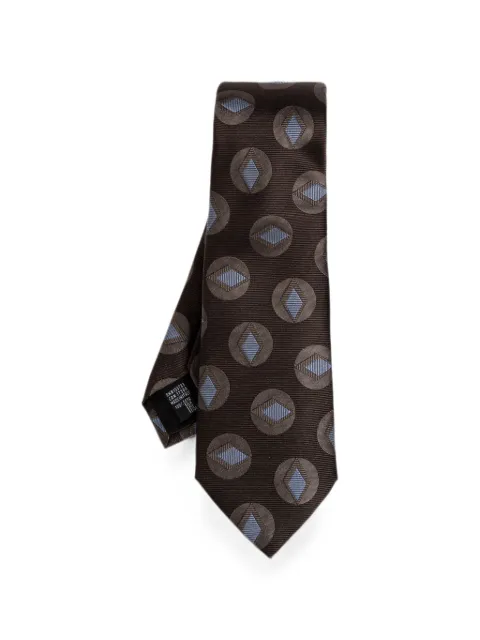 Giorgio Armani geometric-print silk tie Brown GM000800TE22465