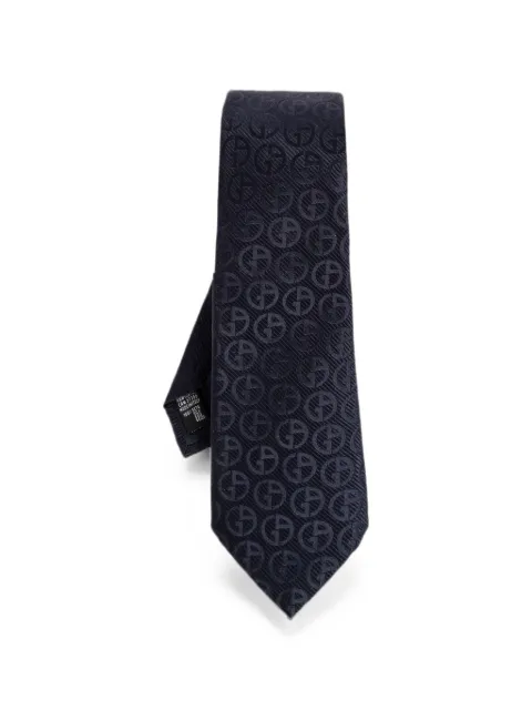 Giorgio Armani logo-jacquard silk tie Blue GM000800TE22452