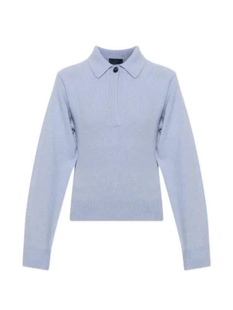 Haikure button-collar wool sweater Blue HEW07120MC079PX