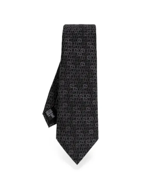 Giorgio Armani logo-jacquard silk tie Black GM000800TE22438