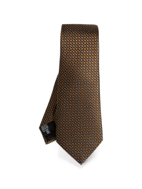 Giorgio Armani geometric-pattern silk tie Brown GM000800TE22450