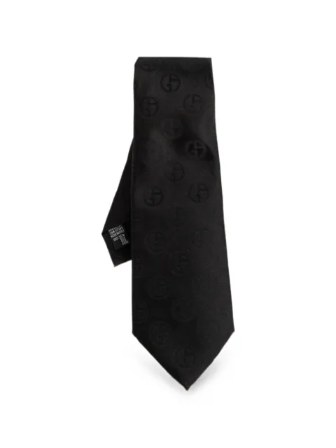 Giorgio Armani logo-jacquard silk tie Black GM000800TE22458