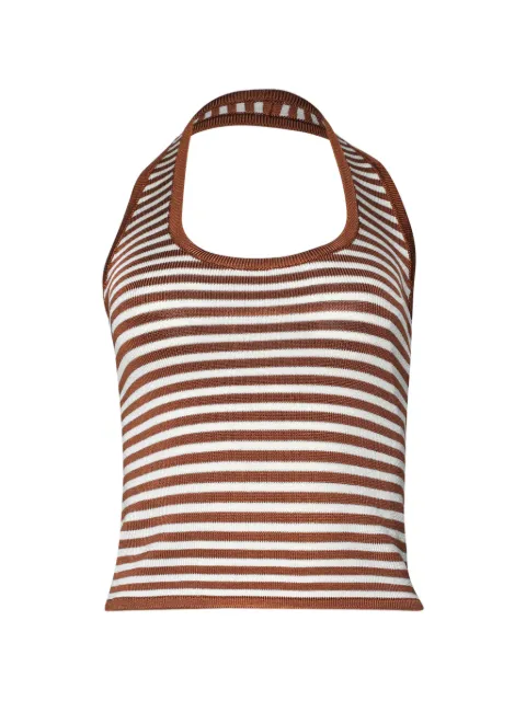 Calle Del Mar striped halterneck top Brown CDMLH101SUE